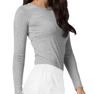 OEM Design Women's Slim Fit Nursing <b>Scrubs</b> Seamless Underscrub <b>Top</b> With Round Neck Comfort Hospital Uniforms - Product Image 1