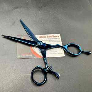 6 pouces bleu japonais en acier inoxydable anneau pivotant ciseaux de barbier tranchant type de lame droite pour usage de beauté ciseaux de coiffure - Product Image 5