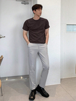 T-shirt personnalisé pour homme, coupe ajustée, manches courtes, imprimé uni, 100% coton, épaules tombantes