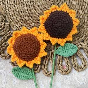 Customizable Crochet Knitted Sunflower Bouquet <b>Yellow</b> <b>Wool</b> Home Accessories Great Gifts for Plant Flower Fans - Product Image 5