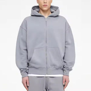 2025 meilleur sweat à capuche zippé en éponge française blanc zippé hommes pantalons de survêtement et sweat à capuche ensemble sweats à capuche personnalisés pour hommes - Product Image 1