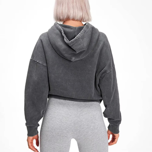 Custom Design Women <b>Drop</b> Shoulder Casual <b>Acid</b> Wash Hoodies Wholesale Streetwear Vintage <b>Acid</b> Wash Pullover Hoodies OEM Service - Product Image 2