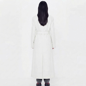 Women Elegant Long <b>Coat</b> <b>Belted</b> Waist Lapel Collar <b>Wool</b> Blend Full Length Winter Casual Outerwear - Product Image 6