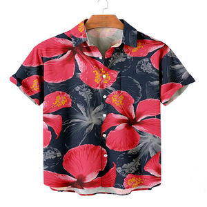 Chemise hawaïenne pour homme à manches courtes en polyester satiné à séchage rapide avec impression par sublimation et logo personnalisé - Product Image 2