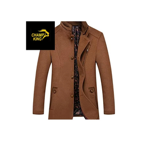 Veste d'hiver en laine mélangée noire avec col brodé de perles, écologique, fabriquée par Champ King au Pakistan - Product Image 1