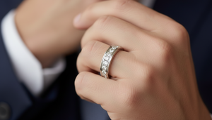 แหวนผู้ชายทอง 14K ประดับเพชรแท้ ดีไซน์แบบช่องฝัง ทนทาน - Product Image 5