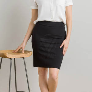 Jupes de bureau moulantes noires pour femmes, style business, design crayon enveloppant les hanches, 100% coton respirant - Product Image 2