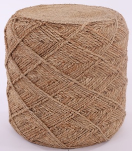 Dernières tendances de décoration intérieure Écologique Tricoté à la main Design abstrait Facile à déplacer Poufs lavables Jute Polyester Tabouret Pouf Moderne - Product Image 6