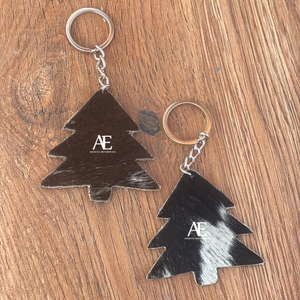 มาใหม่ล่าสุด Cowhide พวงกุญแจหนังคริสต์มาสต้นไม้ Cowhide หนังพวงกุญแจมีสไตล์พวงกุญแจร้อนขายจริงขนพวงกุญแจ - Product Image 1