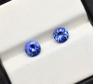 Paire ronde de tanzanite, paire ronde de tanzanite à facettes, pierre de tanzanite naturelle, pierre non traitée de Tanzanie - Product Image 2