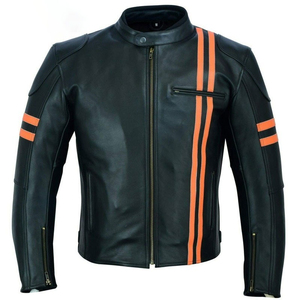 Cuero genuino 2024 nueva moda manga larga cuero genuino chaqueta de moto motocicleta y carreras de autos chaquetas con logotipo personalizado - Product Image 4