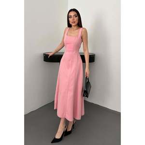 <b>Pink</b> Double <b>Stitched</b> Gabardine Dress - <b>Pink</b> - Product Image 2