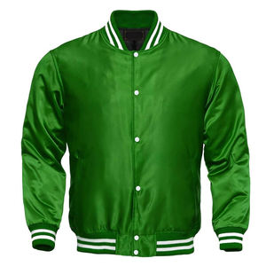 Chaquetas Deportivas Personalizadas al por Mayor, Chaqueta Deportiva Blanca y Azul Personalizada de Béisbol para Hombre, Chaquetas de Satén Varsity Personalizadas, Chaquetas de Satén de Alta Calidad - Product Image 5