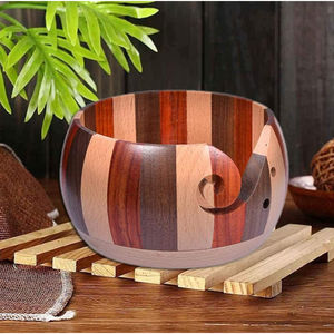 Bol de fil tendance en bois fabriqué à la main support élégant idéal pour exposer le fil et améliorer le décor de l'espace artisanal moderne - Product Image 3