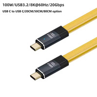 Kabel Data Video PD 100W, USB C ke USB C kabel USB 3.2 tipe-c Gen2 20Gbps 8K 60Hz untuk PC Laptop Macbook iPad iPhone 15 Pro Max
