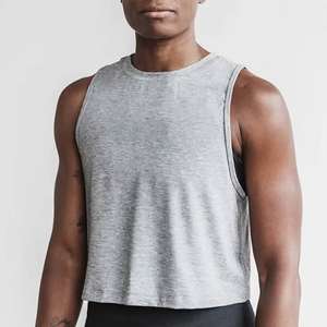 เสื้อกล้ามครอปโพลีเอสเตอร์100% สีพื้นเสื้อออกกำลังเสื้อดีไซน์ใหม่ออกแบบโลโก้ได้ตามต้องการ - Product Image 4