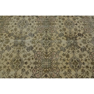 พรมตุรกีวินเทจขน5.2x9.4ft เบจสีน้ำตาลอมเบจสานแบนพร้อมลวดลายเย็บปะติดปะต่อกันสำหรับตกแต่งห้องนั่งเล่นหรือใช้ในห้องโถง - Product Image 5