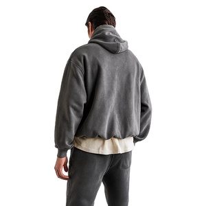 Wholesale Men's Winter Hoodies 100% Cotton Fleece Comfortable Casual Design Heavyweight Street Blank <b>Plain</b> Pullover Hoodies - Product Image 4