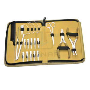 Kit de herramientas para extensión de cabello, con Funda de cuero bronceado y alicates, empuñaduras de mango fuertes con etiquetado de marca personalizado gratis, Color blanco - Product Image 2