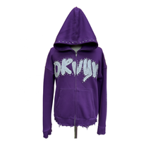 Sweat à capuche personnalisé avec logo en strass, poche avant, coupe classique, unisexe, style hip-hop