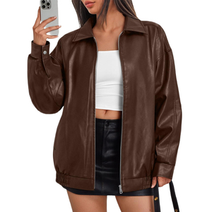 Chaqueta de Cuero de Moda Nueva a la Venta al por Mayor Personalizada a Precio de Fábrica para Mujer, Chaqueta de Invierno con Cierre para Mujer en 2026 - Product Image 1