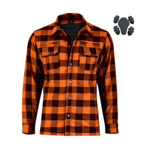 Chemise Moto en Flanelle Épaisse Homme Femme Personnalisée Orange Noir 3 Couches avec Protection CE pour Motard Anti-UV Séchage Rapide - Product Image 1