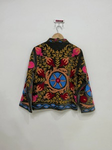 Veste florale brodée de style chinois, col mandarin, manches longues, grande taille, vêtements d'extérieur pour femmes, tenue décontractée d'automne - Product Image 2