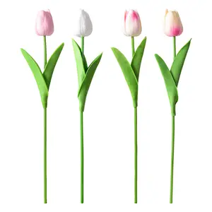 34*3cm PU tulipanes artificiales flores de seda boda flores simuladas flor DIY ramo hogar comedor Mesa sala de estar Deco