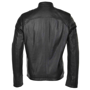 Veste en cuir pour homme de haute qualité, col montant, grande taille, logo sur le devant, imperméable, respirante, pour usage extérieur - Product Image 5