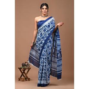 Blusas y Camisas de Mujer Estampadas en Saree de Algodón Mul Mul de Jaipur - Product Image 1