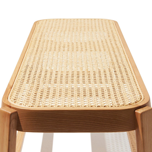 Cristty Long Oval <b>Bench</b> with <b>Seat</b> Woven Rattan Solid Teak Wood with natural color for Indoor and Outdoor Use. - Product Image 6