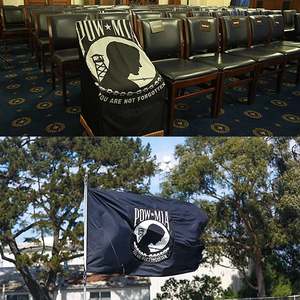ธง POW/MIA ขนาด 3x5 ฟุต สำหรับภายนอกอาคาร แบบสองด้าน ปักอย่างดี ทนทาน คุณไม่ถูกทอดทิ้ง ธงสงคราม POW/MIA พร้อมห่วงทองเหลือง - Product Image 1
