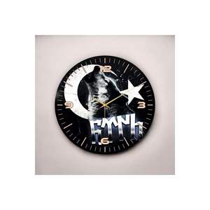 Estampado colorido Bozkurt Bandera turca Estampado de madera Mesa silenciosa Reloj de pared 50cm Idea de regalo perfecta - Product Image 3