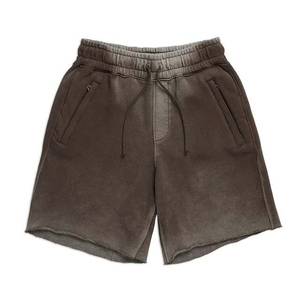 Pantalones cortos de gimnasio desgastados para sudor Vintage personalizados pantalones cortos de baloncesto de felpa francesa lavado con ácido para ropa de Hombre Pantalones cortos para correr con cordón - Product Image 5