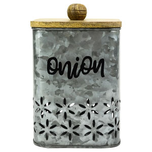 Boîte de stockage en fer galvanisé de vente chaude avec dessus en bois pour ustensiles de cuisine 2024 nouvelle boîte de stockage d'aliments en fer de conception - Product Image 1