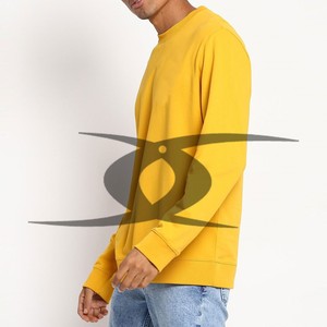 Sweat-shirt thermique jaune à logo personnalisé unisexe Pull à col rond pour hommes pour l'hiver Options de personnalisation de sweat-shirt blanc uni - Product Image 5