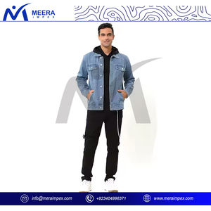 Veste en jean à la mode pour hommes veste en jean bleu coupe ajustée pour hommes classique look vintage mode streetwear décontracté manteau de vêtements d'extérieur élégants - Product Image 3