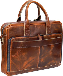 Sac pour ordinateur portable, sacoche d'affaires en cuir, sac à main de luxe en cuir véritable fait main pour hommes, noir - Product Image 1