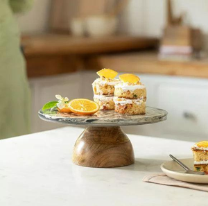 Marble Cake Serving Stand Wood Base Latest Design <b>Crafts</b> Wedding Parties Decoration Marble cake Stand - Product Image 1