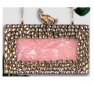 Bolso de mano cuadrado para boda, bolso de mano de resina, bolso acrílico para mujer, bolsos de novia, artesanías de media luna - Product Image 5