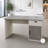 Bureau de direction moderne en bois de 1200 mm avec tiroir verrouillable, table d'ordinateur pour poste de travail commercial