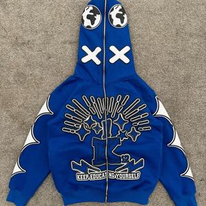 2025 New Arrival 300 GSM 100% Cotton <b>Zip</b> <b>up</b> Hoodie Quick Dry Anti-Wrinkle <b>Fleece</b> Puff Printing Streetwear Style <b>Men</b> - Product Image 3