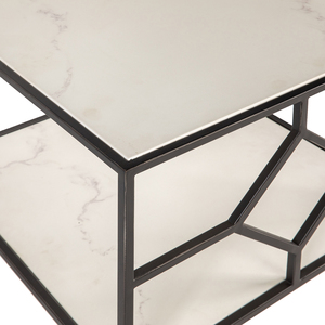 Mesa de centro cuadrada con base de hierro, parte superior de cuarzo, diseño elegante y duradero, estructura duradera, fabricante directo de fábrica - Product Image 3