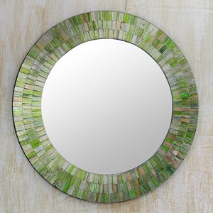 Handcrafted <b>Mosaic</b> Glass <b>Mirror</b> Decorative Wall <b>Mirror</b> with Artistic Glass Inlay - Product Image 3