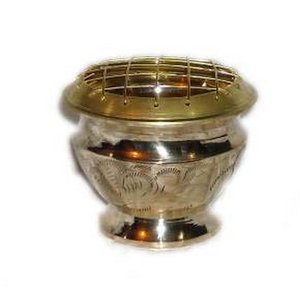 Brûleur de charbon de bois d'encens Bakhoor de grande taille de haute qualité artisanat indien prix de gros porte-encens en métal creux islamique - Product Image 3