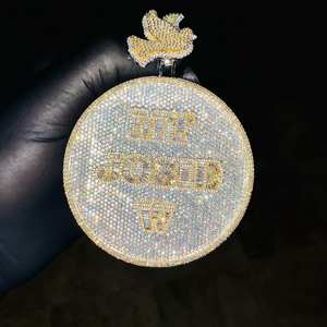 Pendentif personnalisé en diamant véritable pour homme, en argent sterling 925 plaqué or, style hip-hop, testé, 6 carats, bijou charme - Product Image 2