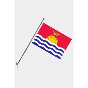 Ensemble de mât de drapeau télescopique mural Kiribati avec drapeaux et bannières en polyester à impression numérique - Product Image 1