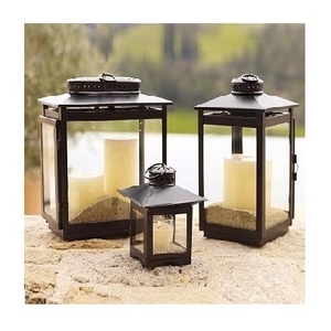 โคมไฟเคลือบผงทำด้วยมือชุดเชิงเทียนโลหะสีดำโคมไฟหรือบ้านงานแต่งงานเทศกาลคริสต์มาสและโคมไฟตกแต่ง - Product Image 1