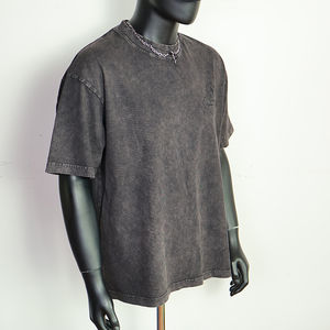 T-shirts surdimensionnés personnalisés pour hommes, 220 g/m², coton délavé à l'acide, coupe ample, avec motif en strass et broderie. - Product Image 3