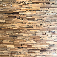 PANGESTU Panneaux muraux modernes 3D en teck recyclé, motif géométrique, insonorisants, pour divertissement, usage commercial, villa et maison ID
